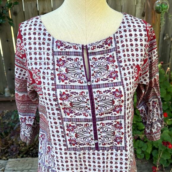 rL Pret by Nishatlinen Boho Block Floral Print Tunic Top *See Measurements* - Picture 3 of 12
